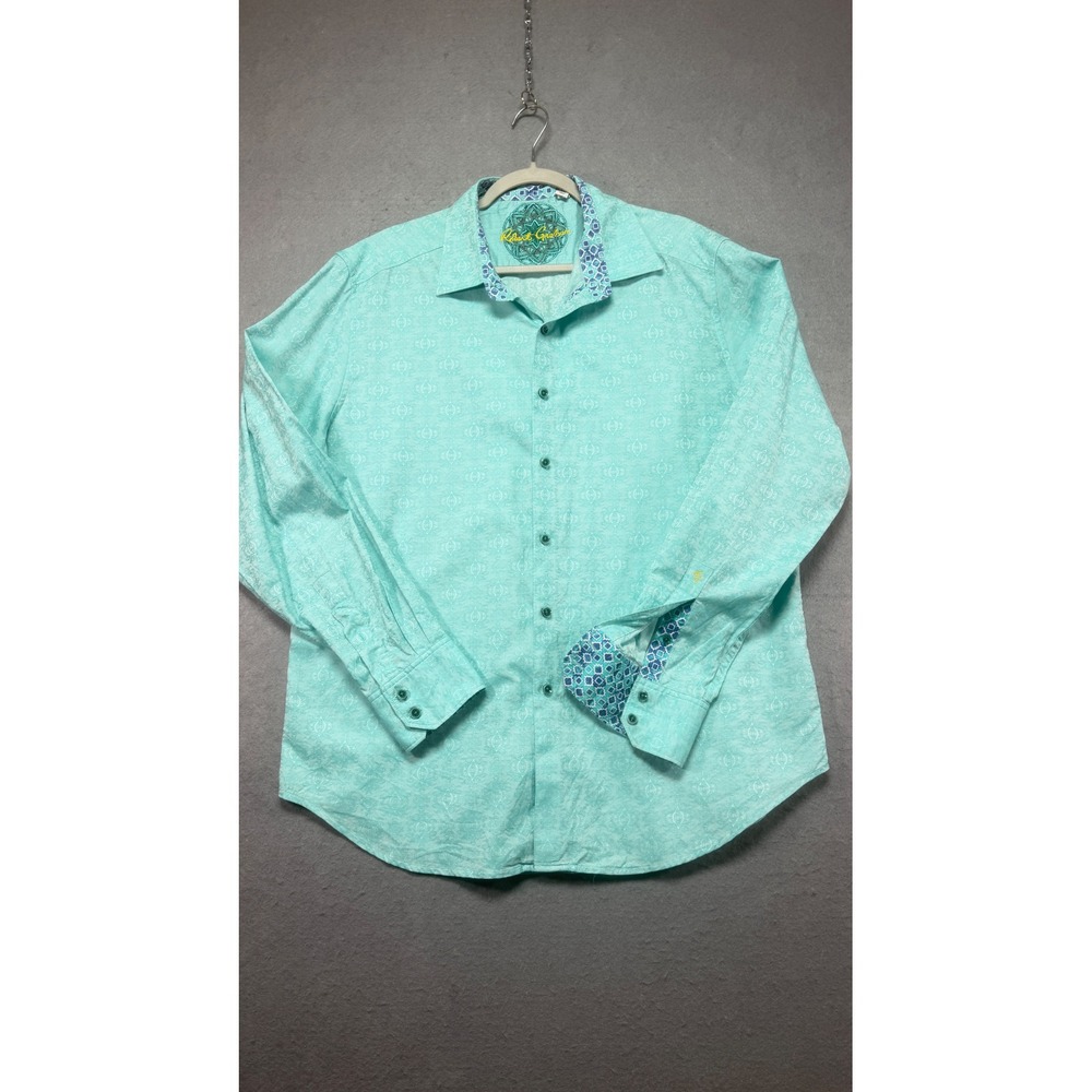 Robert Graham Mens XL Classic Fit Aqua Turquoise Jacquard Button Down Shirt
